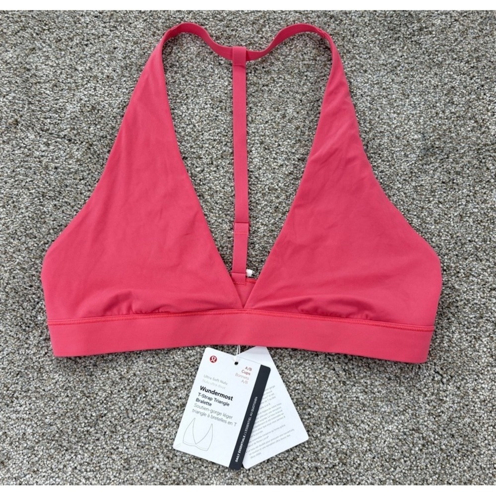 Lululemon Wundermost Nulu T-Strap Triangle Bralette Sz 12 A/B Cup Glaze Pink NWT